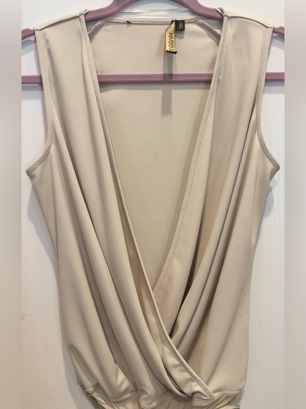 SUPERTRASH Crossover Front Sleeveless Bodysuit Champagne Beige Small - Picture 2 of 8